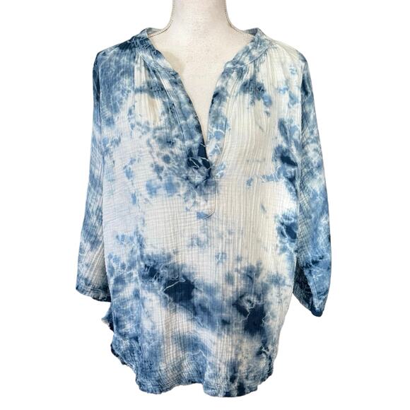9Seed 9 Seed Marrakesh Dashiki Tie Dye Coverup Tunic Top Gauze Flowy Made in USA - Picture 1 of 4